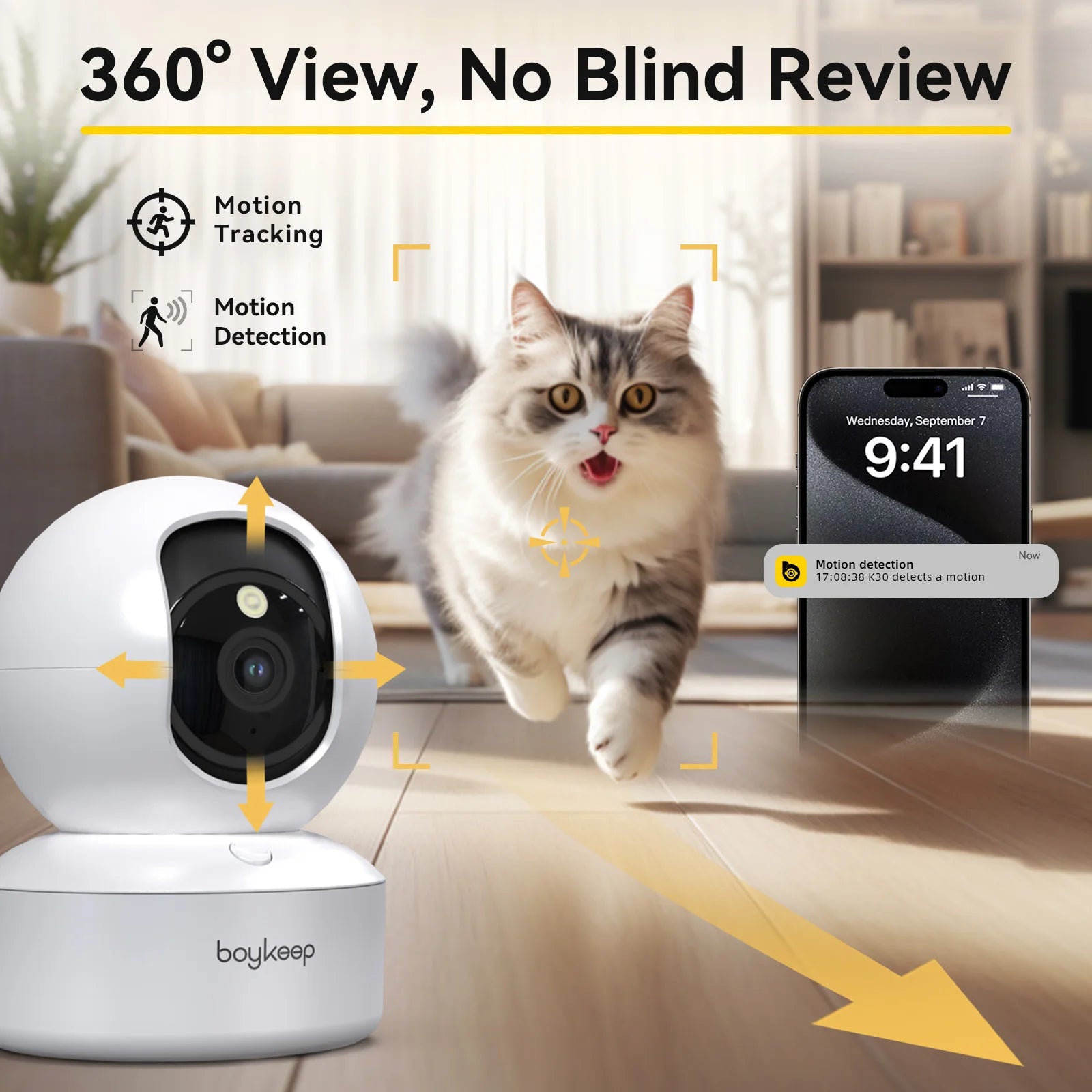 Echo Echelon™ 2K Smart Dog Camera – 360° Pet Monitoring with App Control