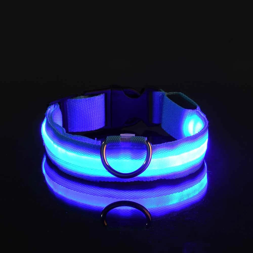 LED Night Safety Dog Collar – Nylon Glow-in-the-Dark Collar for Dogs