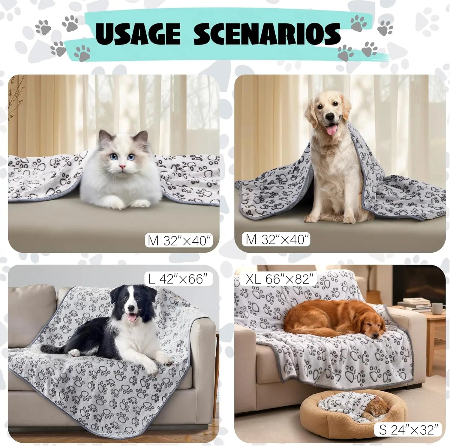 Premium Soft Pet Blanket – Washable Dog & Cat Throw (Indoor • All Sizes)