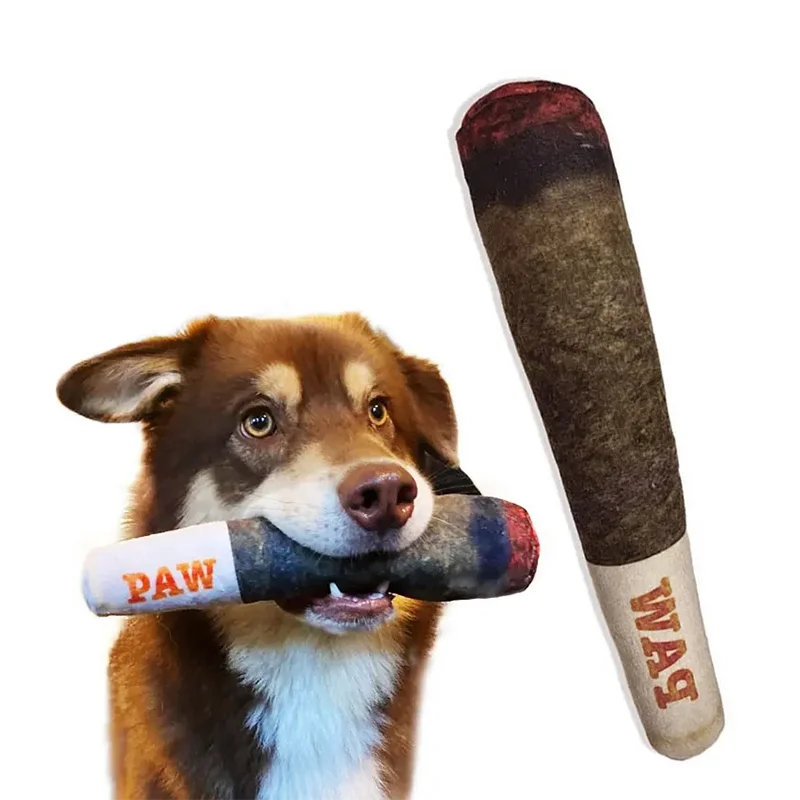 Funny Interactive Dog Toys - Cigar Design Plush Squeaky Pet Toy