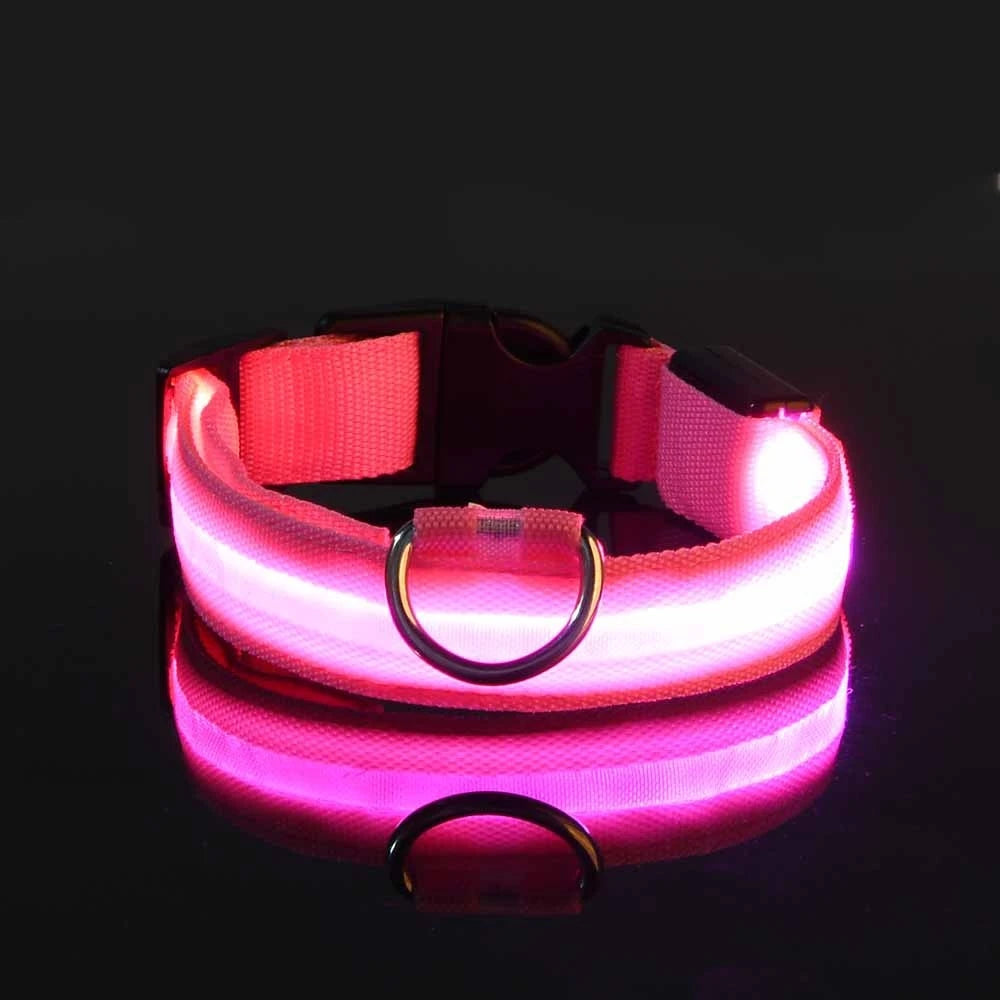 LED Night Safety Dog Collar – Nylon Glow-in-the-Dark Collar for Dogs