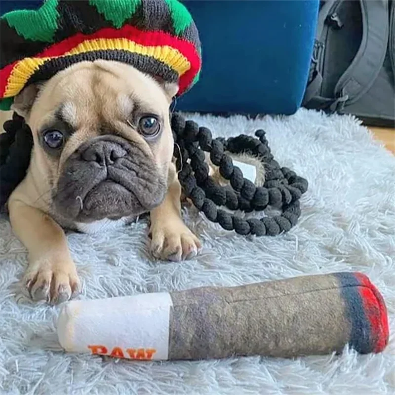 Funny Interactive Dog Toys - Cigar Design Plush Squeaky Pet Toy