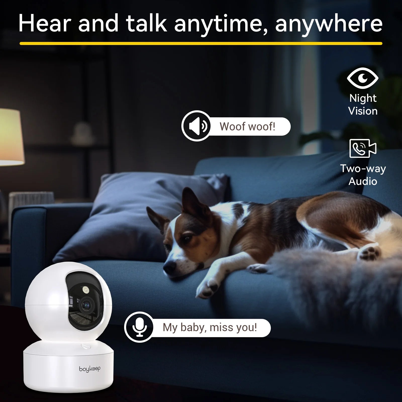 Echo Echelon™ 2K Smart Dog Camera – 360° Pet Monitoring with App Control