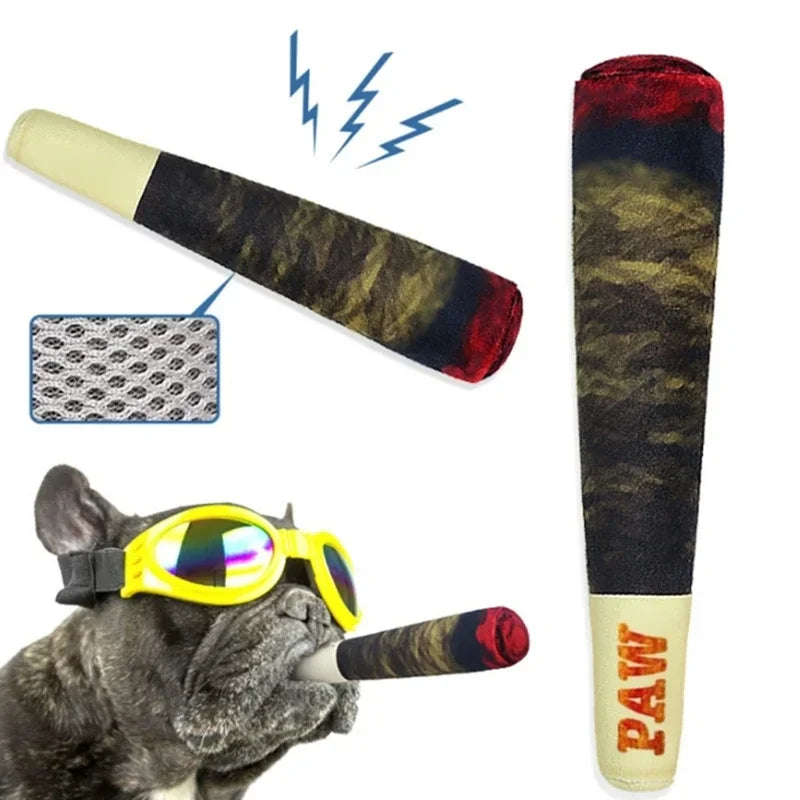 Funny Interactive Dog Toys - Cigar Design Plush Squeaky Pet Toy